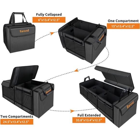 Car Trunk Organizer with Portable Leakproof Cooler Bag, Foldable Cover - Picture 2 of 7